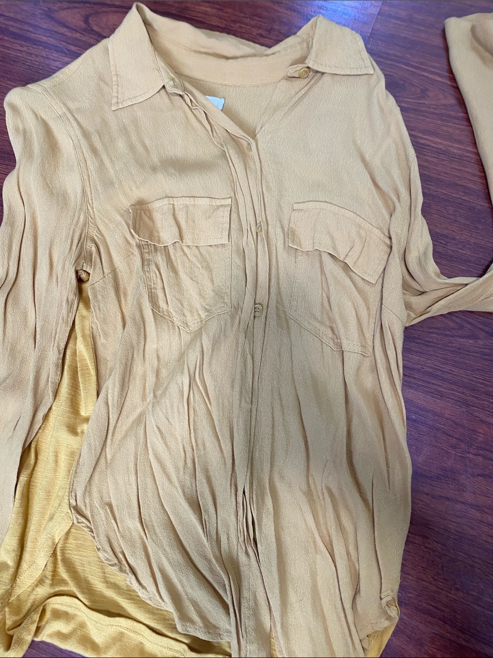 Button-Front Women's Shirt in Mustard Yellow